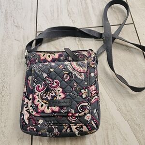 Vera Bradley Crossbody Bag Gray and Pink Floral